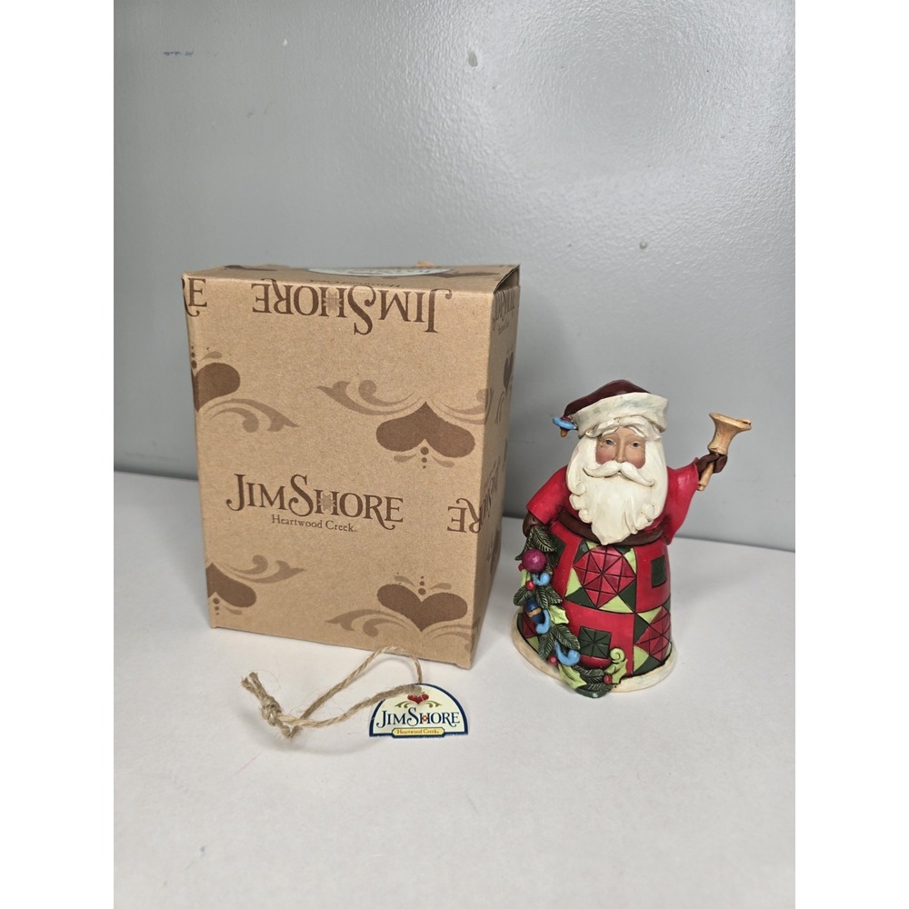 2013 Jim Shore Heartwood Creek 5" Santa Glad Tidings Bell Figurine 4034370 Box